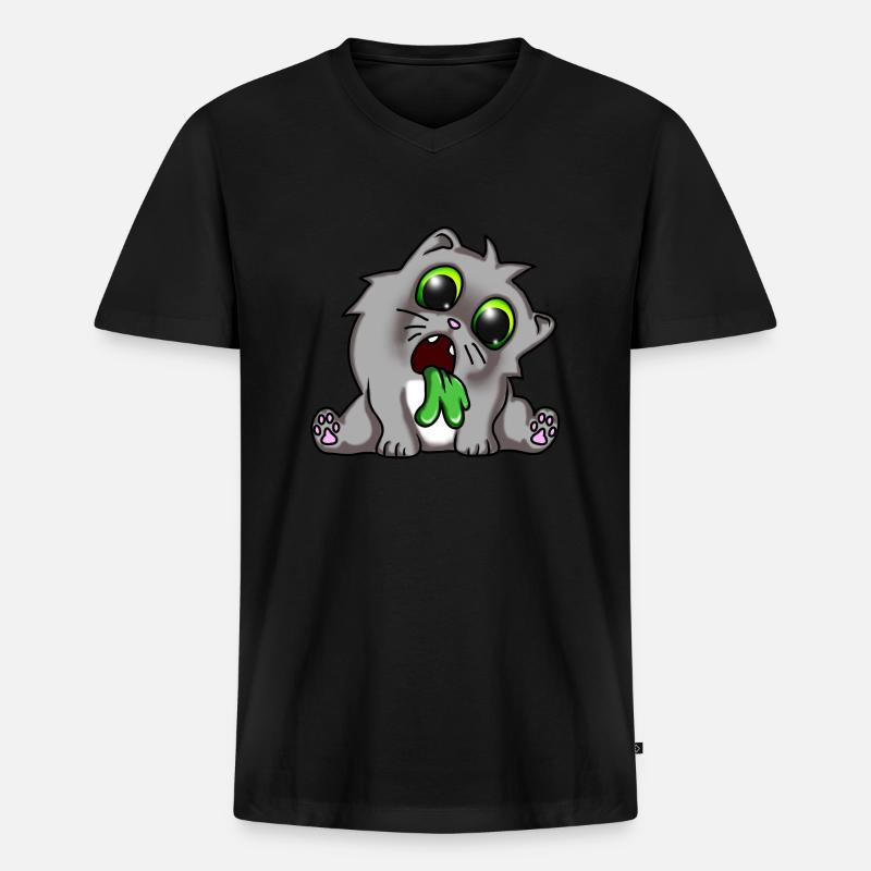 kotzende Mieze katze - Männer Premium Bio T-Shirt mit V-Ausschnitt - Schwarz