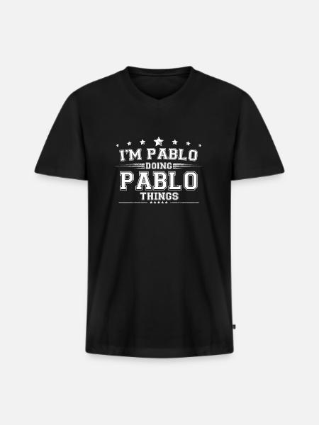 Pablo - Men's Premium Organic T-shirt with V-neck - black