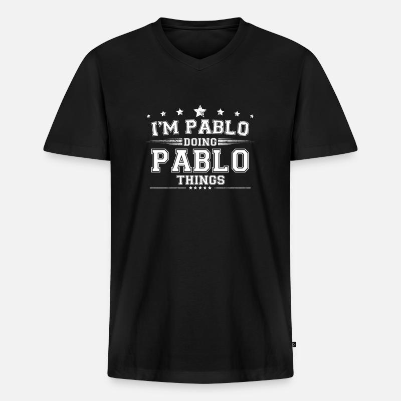 Pablo - Männer Premium Bio T-Shirt mit V-Ausschnitt - Schwarz