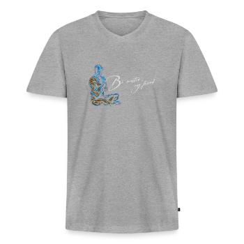 Be Water my Friend Budhismus Bruce Lee - Men's Premium Organic T-shirt with V-neck - heather grey - Front