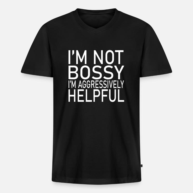 bossy - Männer Premium Bio T-Shirt mit V-Ausschnitt - Schwarz