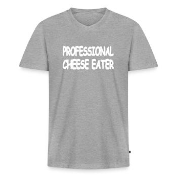 Cheese - Men's Premium Organic T-shirt with V-neck - heather grey - Front