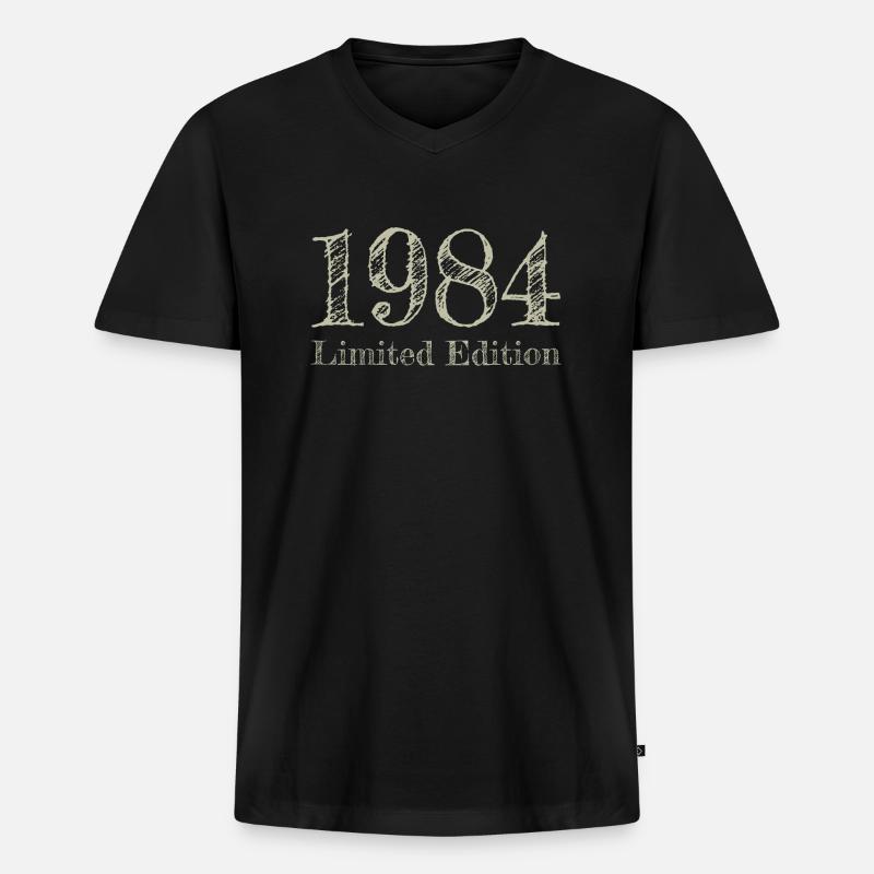 1984 - Männer Premium Bio T-Shirt mit V-Ausschnitt - Schwarz