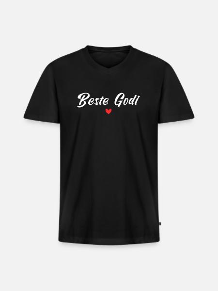 Beste Godi - Männer Premium Bio T-Shirt mit V-Ausschnitt - Schwarz