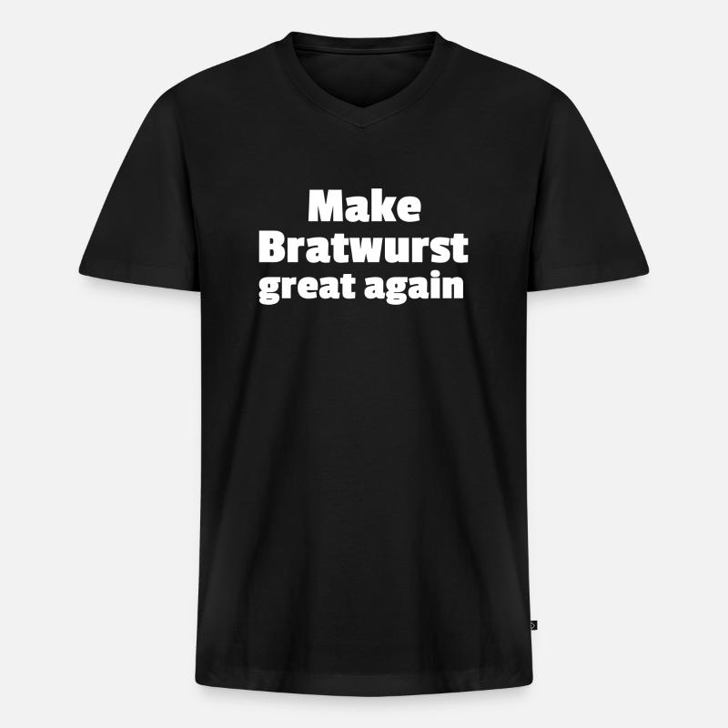 Make Bratwurst great again - Männer Premium Bio T-Shirt mit V-Ausschnitt - Schwarz