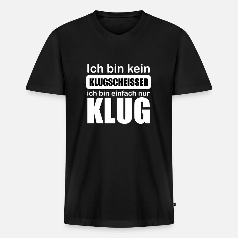 Klugscheißer - Männer Premium Bio T-Shirt mit V-Ausschnitt - Schwarz