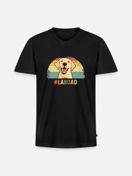 Hashtag Lab Dad T-Shirt Labrador Retriever Dad - Premium økologisk T-skjorte med V-hals for menn - svart