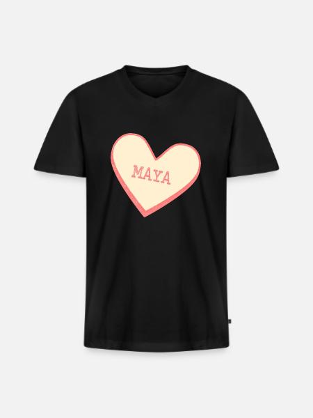 Maya - Männer Premium Bio T-Shirt mit V-Ausschnitt - Schwarz