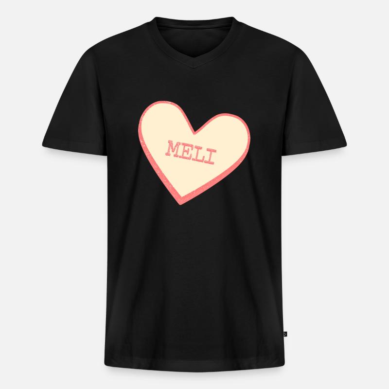 Meli - Männer Premium Bio T-Shirt mit V-Ausschnitt - Schwarz