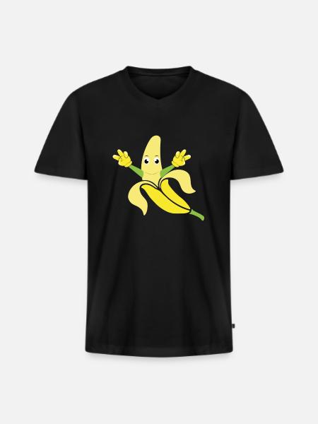 funny banana - Men's Premium Organic T-shirt with V-neck - black