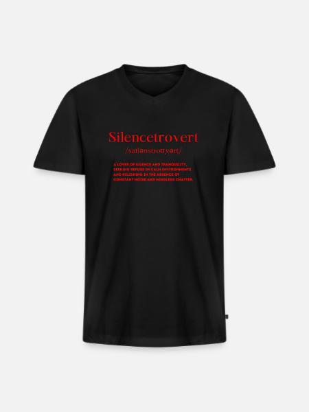 Silencetrovert Définition Calme Introverti - T-shirt encolure en V Premium bio Homme - noir