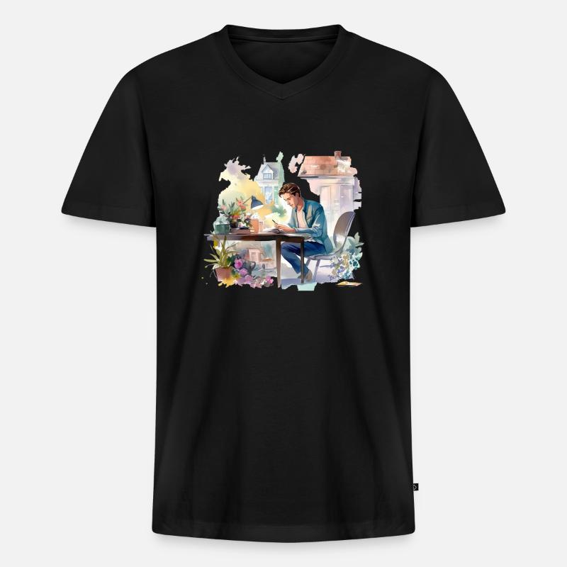 seul sans toi - T-shirt encolure en V Premium bio Homme - noir