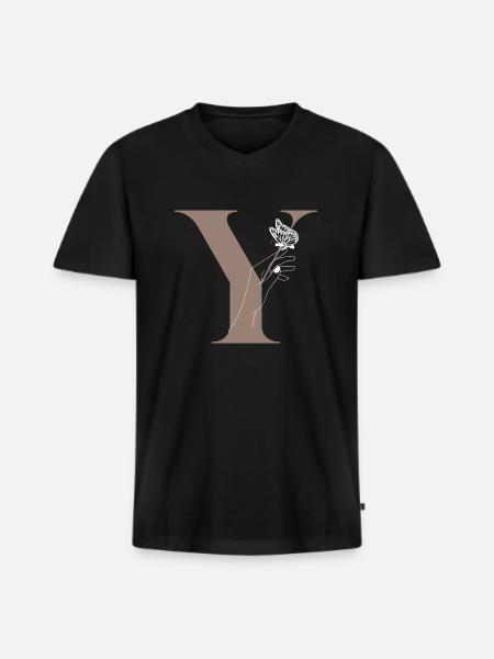 Letter Y Butterfly Magic - Men's Premium Organic T-shirt with V-neck - black
