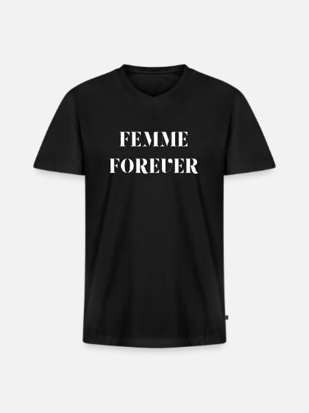 Woman forever - Men's Premium Organic T-shirt with V-neck - black