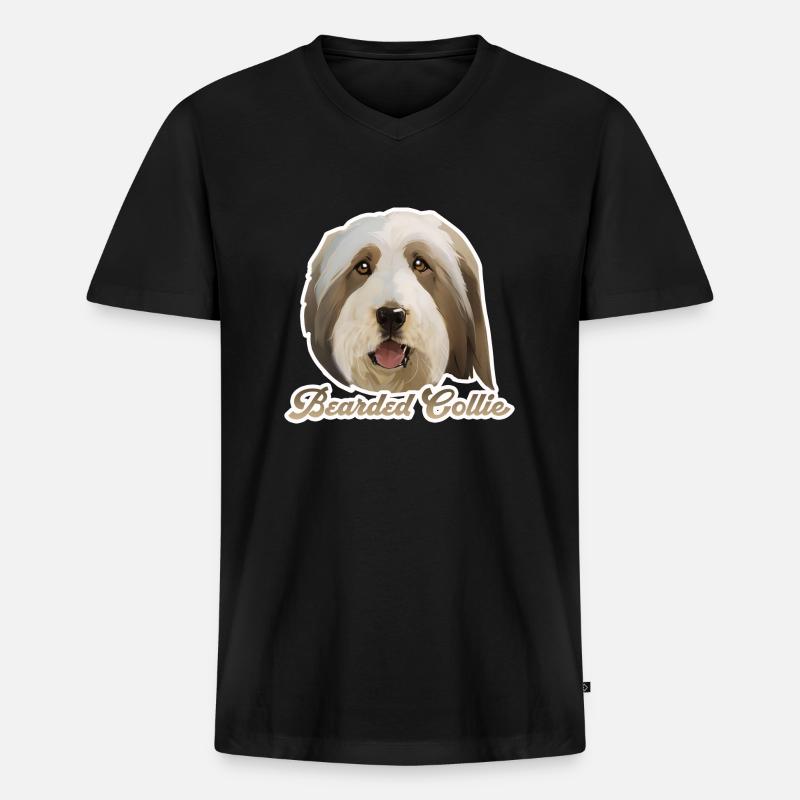 Bärtiger Collie - Männer Premium Bio T-Shirt mit V-Ausschnitt - Schwarz