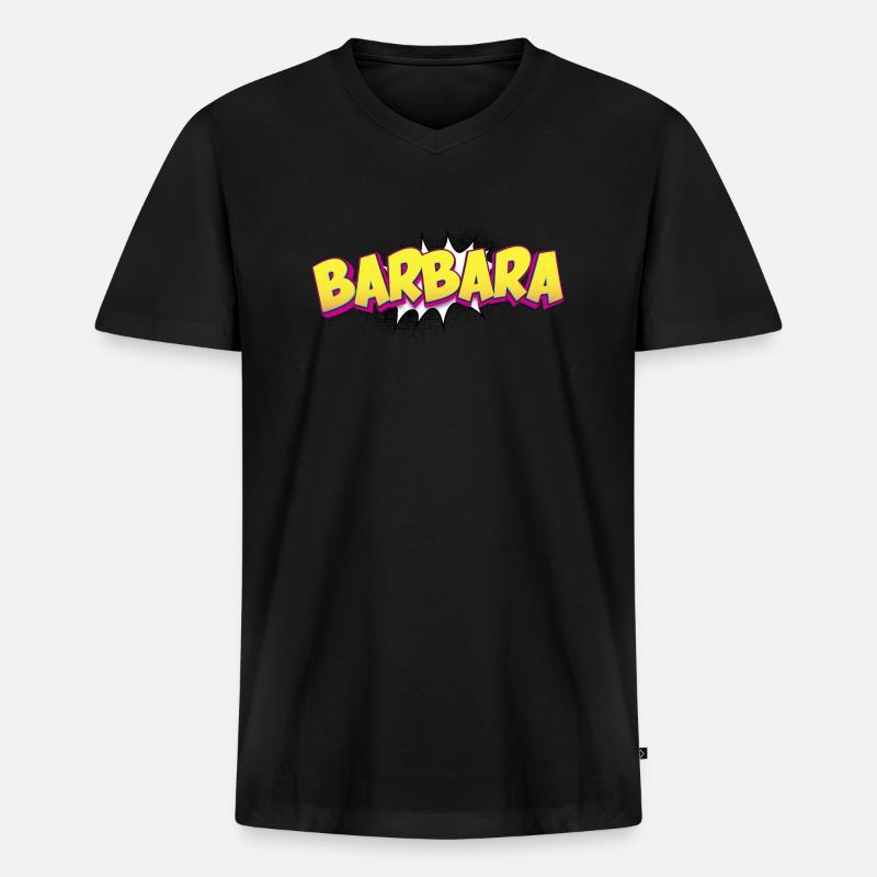 Barbara benutzerdefinierter Name Comic-Stil Pop-Art, - Männer Premium Bio T-Shirt mit V-Ausschnitt - Schwarz