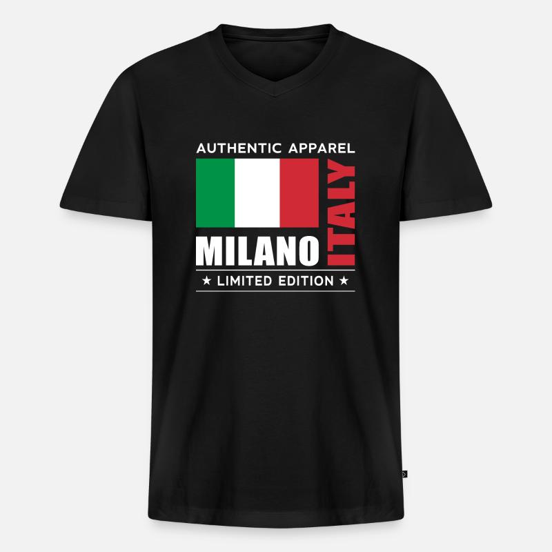 Milano - Männer Premium Bio T-Shirt mit V-Ausschnitt - Schwarz