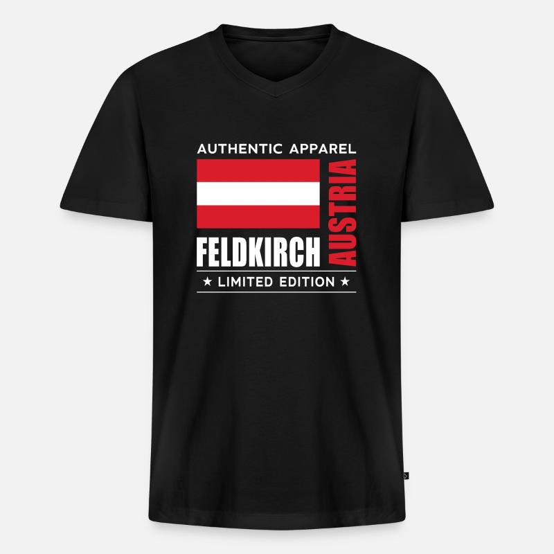 Feldkirch - Männer Premium Bio T-Shirt mit V-Ausschnitt - Schwarz