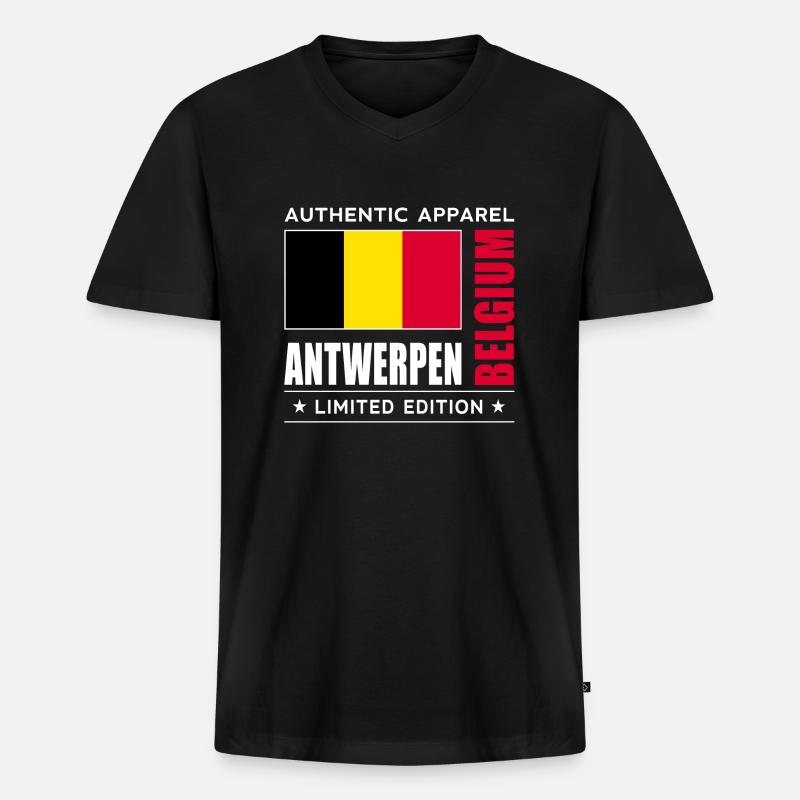 Antwerpen - Männer Premium Bio T-Shirt mit V-Ausschnitt - Schwarz