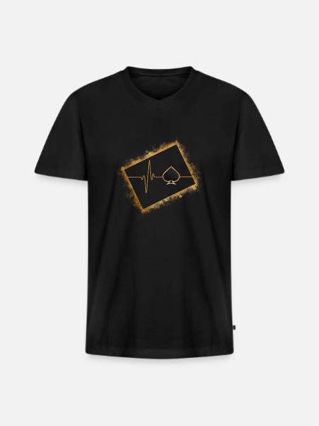 Spielkarten, Pokerspieler - Männer Premium Bio T-Shirt mit V-Ausschnitt - Schwarz