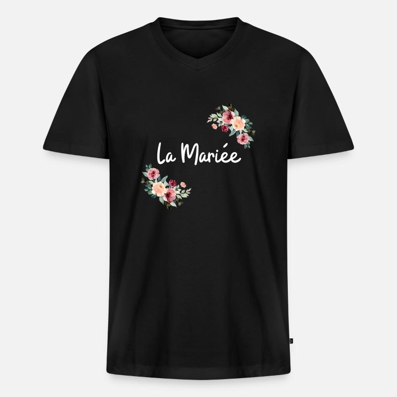 Die Brautblumen - Männer Premium Bio T-Shirt mit V-Ausschnitt - Schwarz
