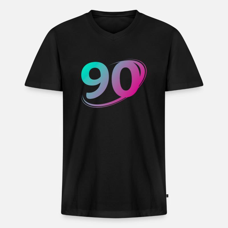Nummer 90 mehrfarbig - Männer Premium Bio T-Shirt mit V-Ausschnitt - Schwarz