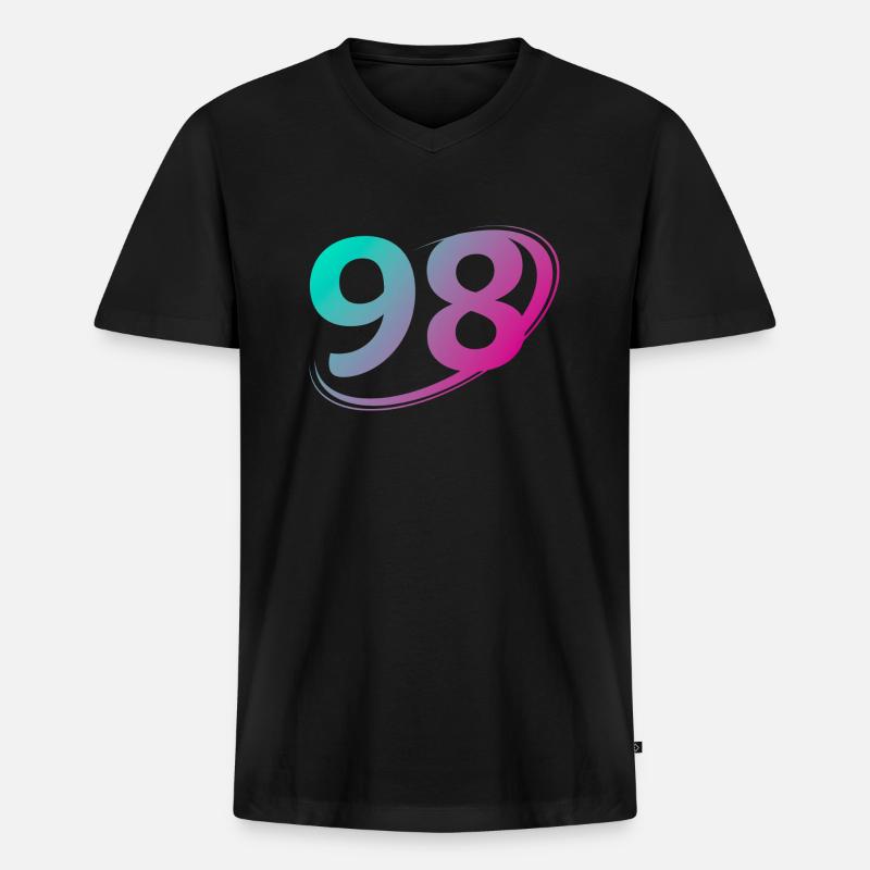 Nummer 98 mehrfarbig - Männer Premium Bio T-Shirt mit V-Ausschnitt - Schwarz