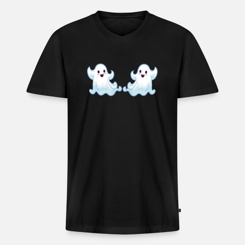geist ghost cartoon 2 - Männer Premium Bio T-Shirt mit V-Ausschnitt - Schwarz