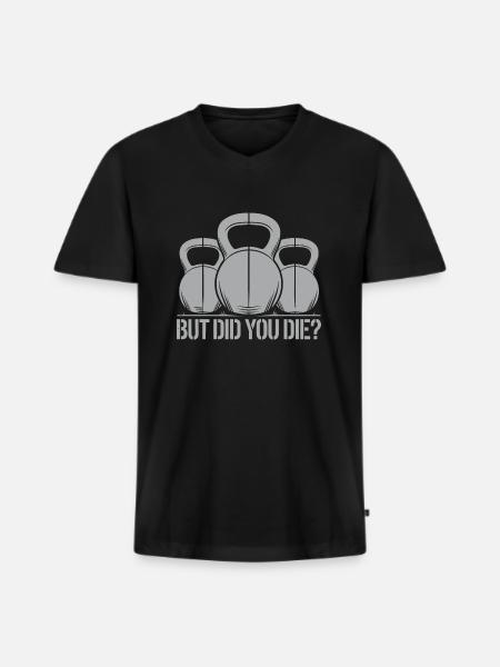 Motivation med humor til gymnastiksalen - Premium økologisk T-shirt med V-hals til mænd - sort