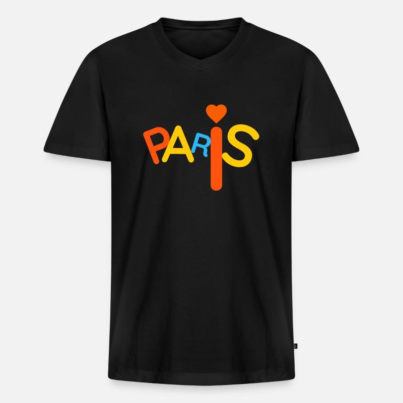 Farbenfrohes Paris - Männer Premium Bio T-Shirt mit V-Ausschnitt - Schwarz