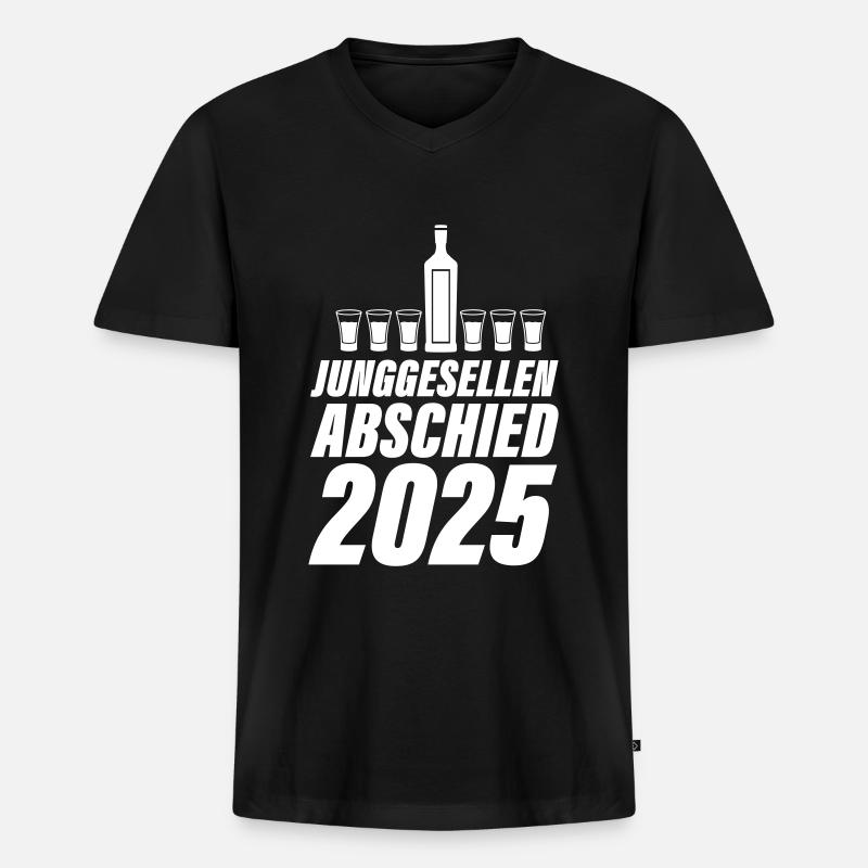 Junggesellen Abschied 2025 - Männer Premium Bio T-Shirt mit V-Ausschnitt - Schwarz