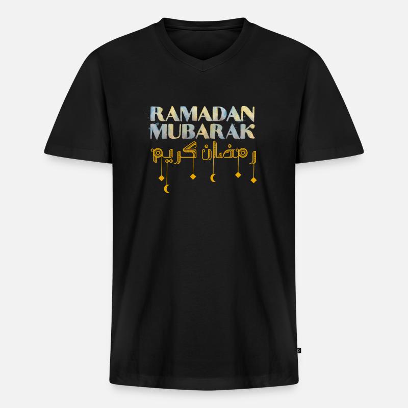 Ramadan Mubarak - Männer Premium Bio T-Shirt mit V-Ausschnitt - Schwarz