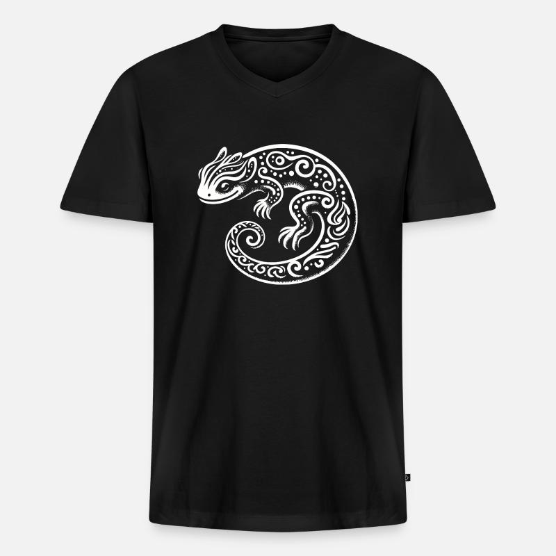 Stammes-Eidechse - Männer Premium Bio T-Shirt mit V-Ausschnitt - Schwarz