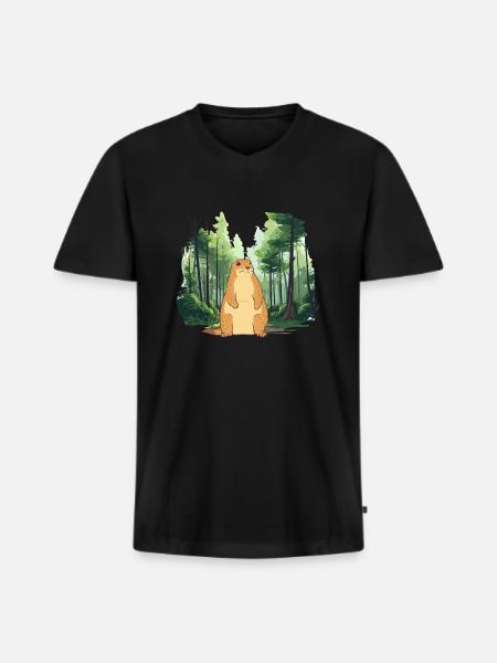 Strong groundhog nature landscape - Men's Premium Organic T-shirt with V-neck - black