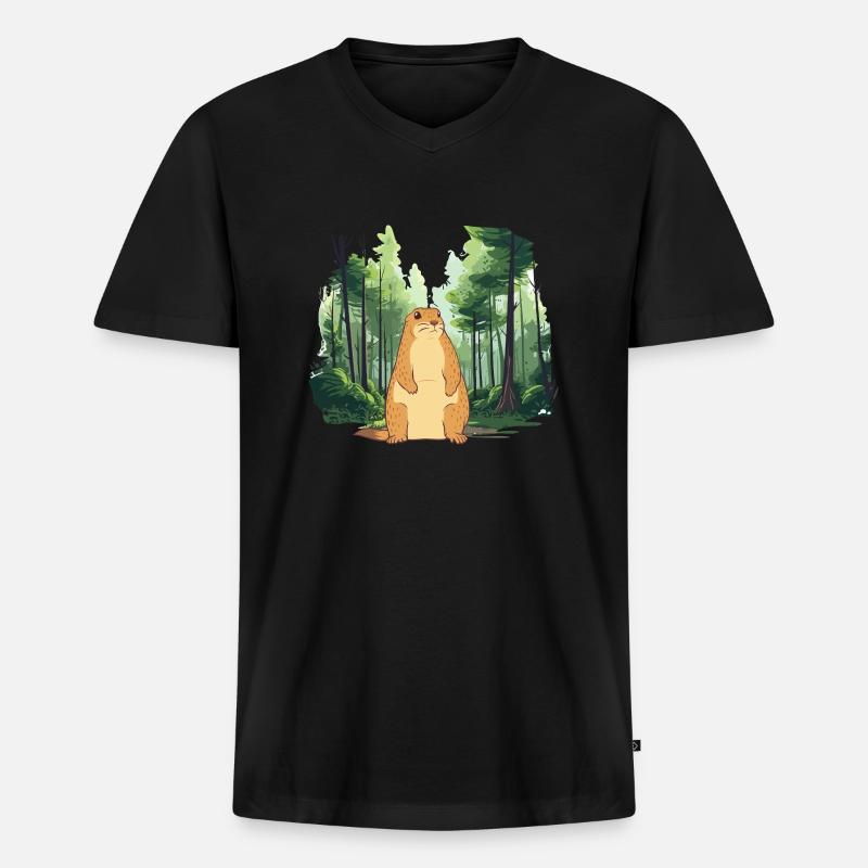 Starke Murmeltier-Naturlandschaft - Männer Premium Bio T-Shirt mit V-Ausschnitt - Schwarz