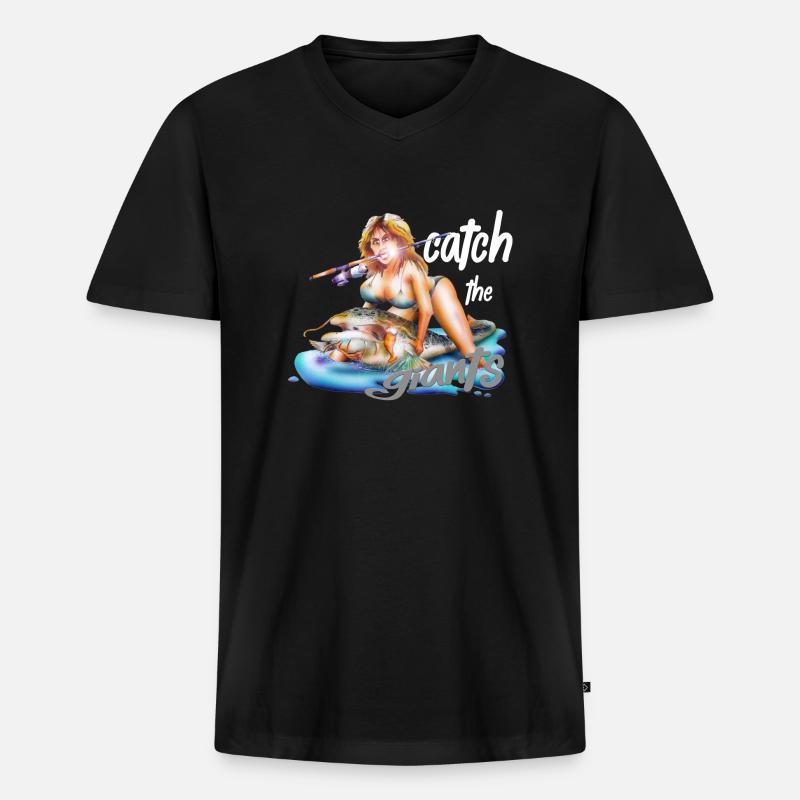 Catch the Giants - Männer Premium Bio T-Shirt mit V-Ausschnitt - Schwarz