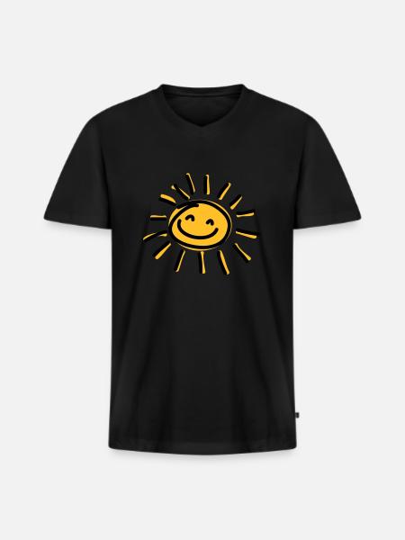 Sonne - Männer Premium Bio T-Shirt mit V-Ausschnitt - Schwarz