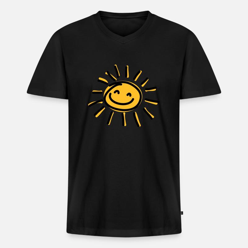 Sonne - Männer Premium Bio T-Shirt mit V-Ausschnitt - Schwarz