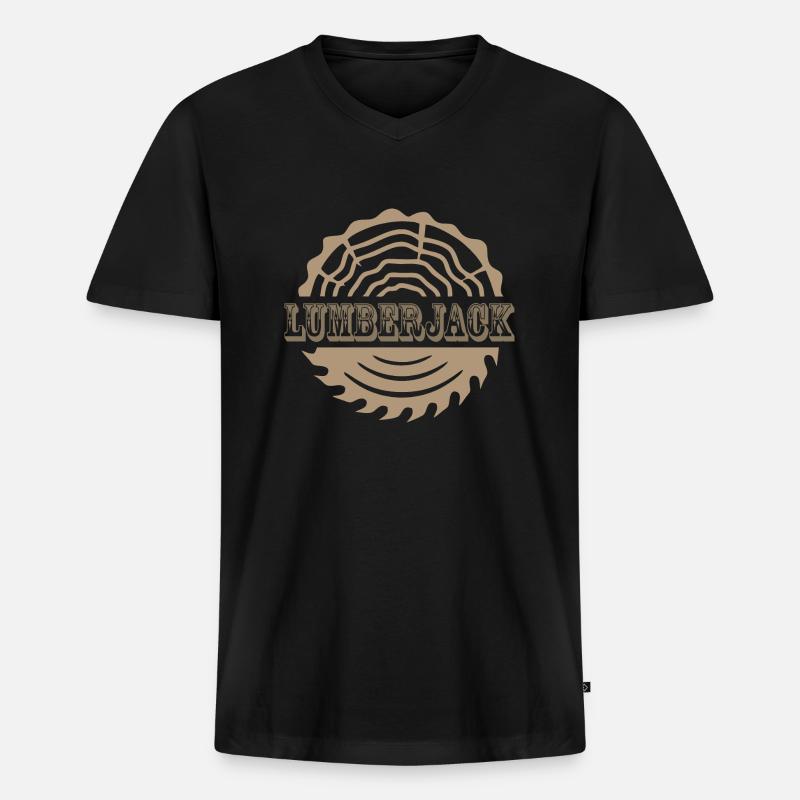 Lumberjack - Männer Premium Bio T-Shirt mit V-Ausschnitt - Schwarz