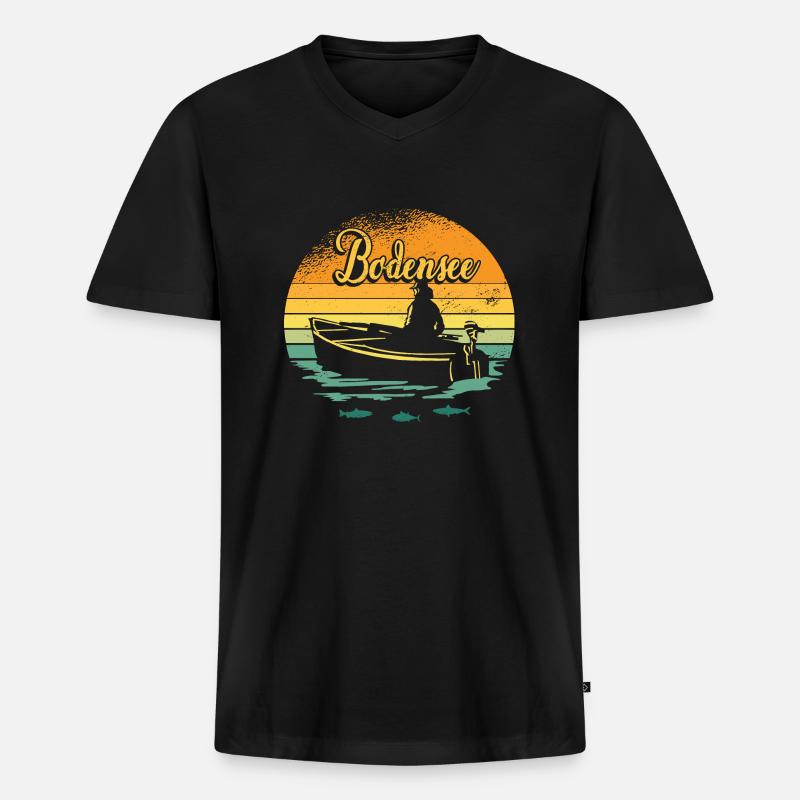 Bodensee - Männer Premium Bio T-Shirt mit V-Ausschnitt - Schwarz