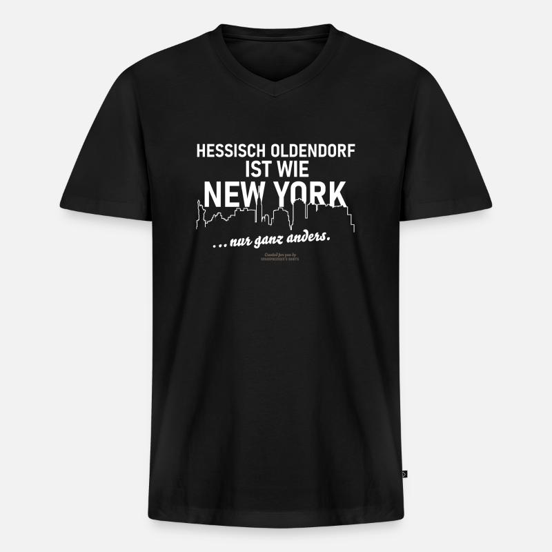 Hessisch Oldendorf - Männer Premium Bio T-Shirt mit V-Ausschnitt - Schwarz