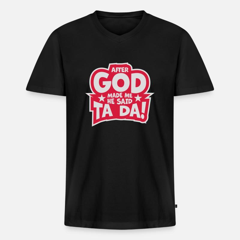 after god made me - Männer Premium Bio T-Shirt mit V-Ausschnitt - Schwarz