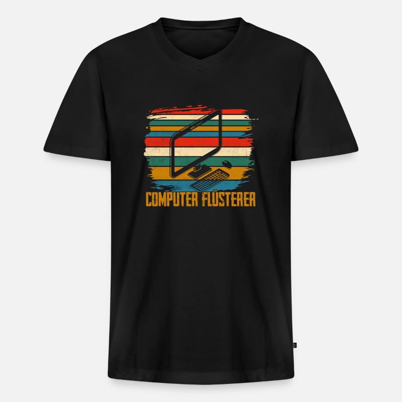 Computer Flüsterer IT Programmierer - Männer Premium Bio T-Shirt mit V-Ausschnitt - Schwarz
