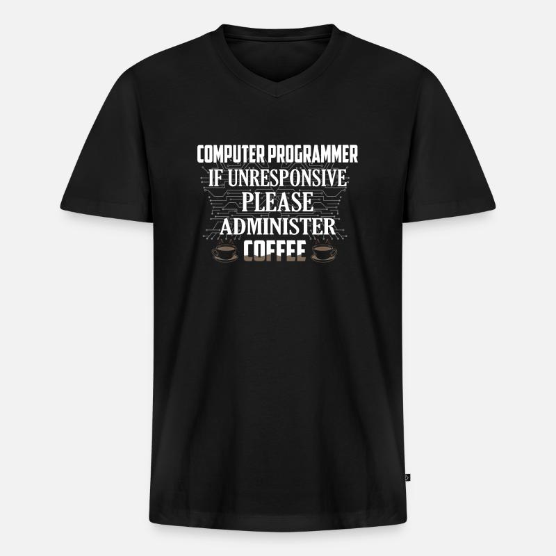 Computer Programmer Coding Software - Men's Premium Organic T-shirt with V-neck - black