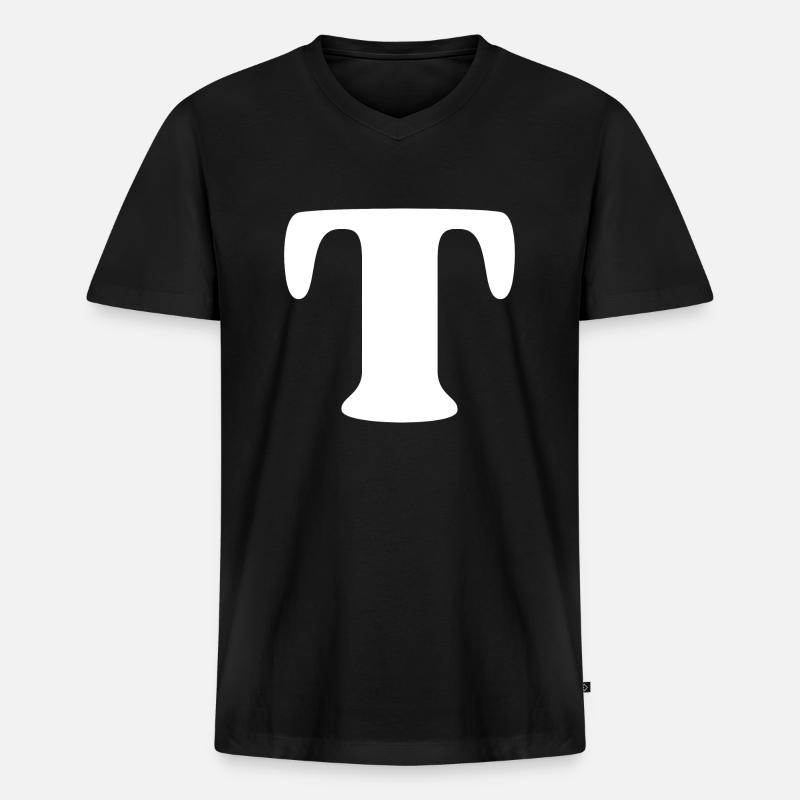 Buchstabe T - Männer Premium Bio T-Shirt mit V-Ausschnitt - Schwarz