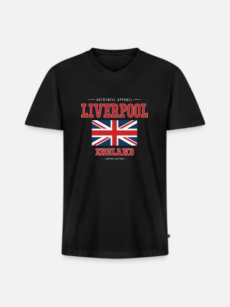 Liverpool - Männer Premium Bio T-Shirt mit V-Ausschnitt - Schwarz