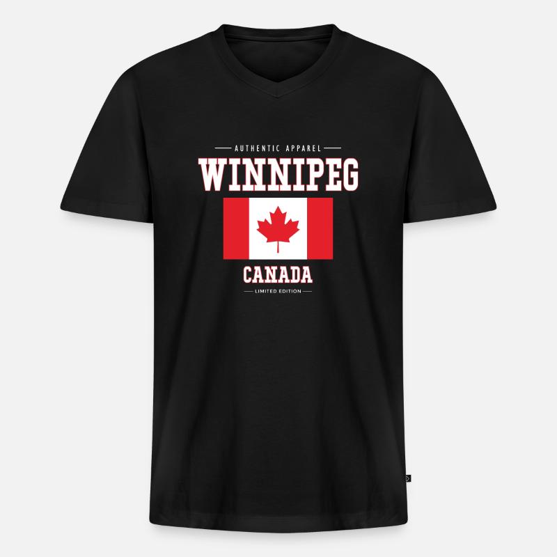 Winnipeg - Männer Premium Bio T-Shirt mit V-Ausschnitt - Schwarz