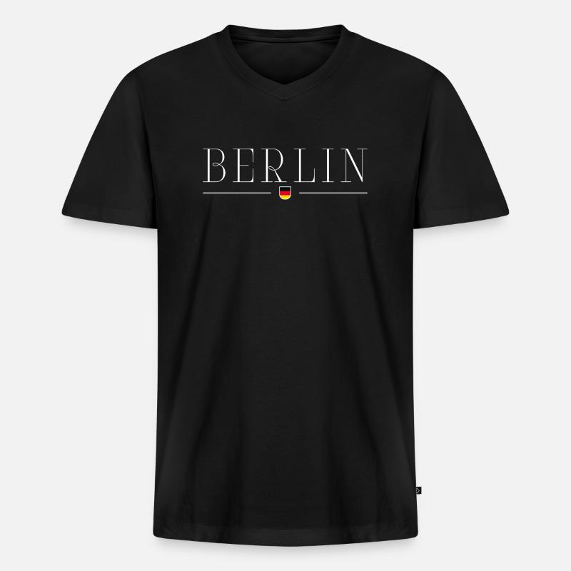 Berlin: Trendy, lebendig, einzigartig - Männer Premium Bio T-Shirt mit V-Ausschnitt - Schwarz