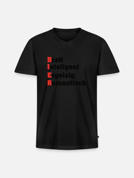 Biermotiv - Männer Premium Bio T-Shirt mit V-Ausschnitt - Schwarz