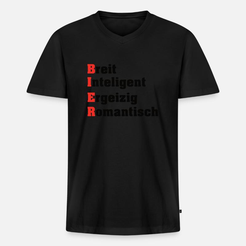 Biermotiv - Männer Premium Bio T-Shirt mit V-Ausschnitt - Schwarz